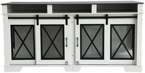 71 in Double Dog Crate Furniture - Heavy Duty Wood & Metal Dog Kennel for 2 Large Dogs, Removable Divider, Double Doors, Sliding Barn Door, 3 Storage Drawers - Size: 71 inches