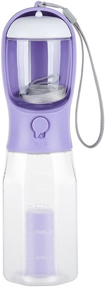 Three-in-one Portable Multi-Functional Pet Cup (Includes 1 Roll of Poop Bag) (Capacity 600 ML Water, 100 gm Food) (Wisteria Purple)
