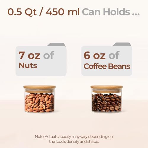 ComSaf Glass Storage Containers with Lids 0.5 Qt, 6 Pack Small Glass Jars | Small Glass Container, Spice Jar, Cookie, Candy, Family Snack Storage, Coffee Bar Organization, Size For Subpackage, BPA Free