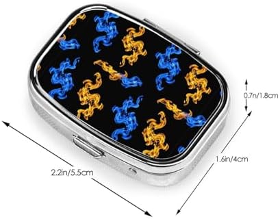 Mini Pill Organizer Moisture-Proof Design Daily Vitamin Case Compact Purse Carry Essential, Red Blue Fire