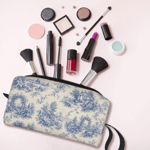 Toile Small Makeup Bag, 600D Oxford Cosmetic Pouch for Women | Toile Cosmetic Bag and Toiletry Pouch with Double-Sided Print and Foam Padding for Women, Travel, Gym, Weekend and Daily Use