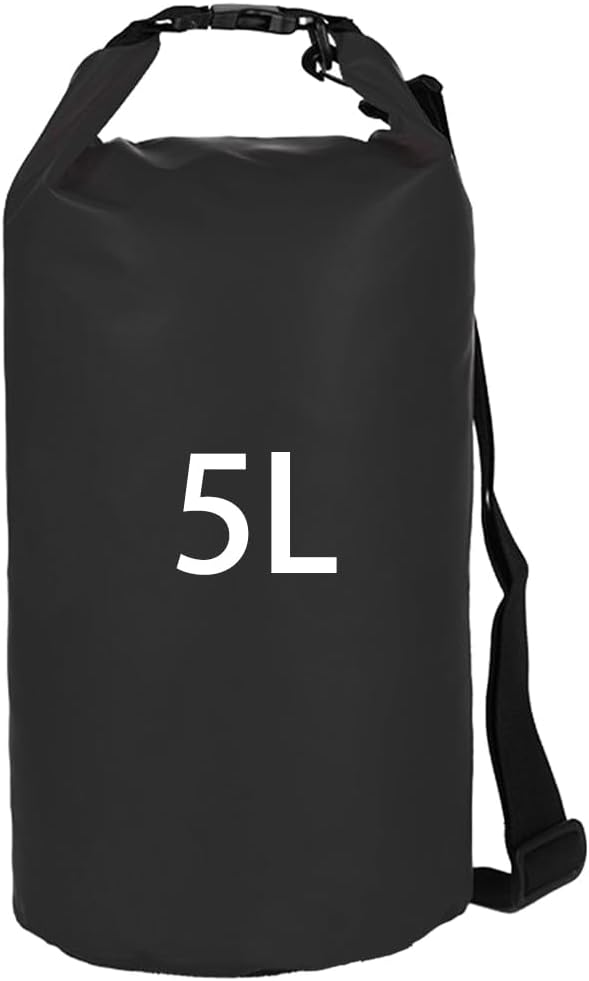 Dog Food Travel Bag, 5L Large Pet Food Storage Bag with Shoulder Strap, Waterproof Portable Puppy Feeder Container for Camping Hiking - Black