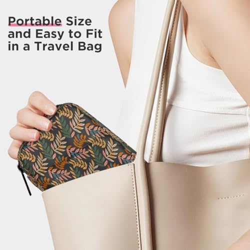 Pill Organizer Box Flowers Colorful Leaves 7-Day Weekly Medicine Pill Case Travel Pill Container Portable Pill Holder Storage Purse Bag Small Compact Size for Vitamin Supplement Birth Control
