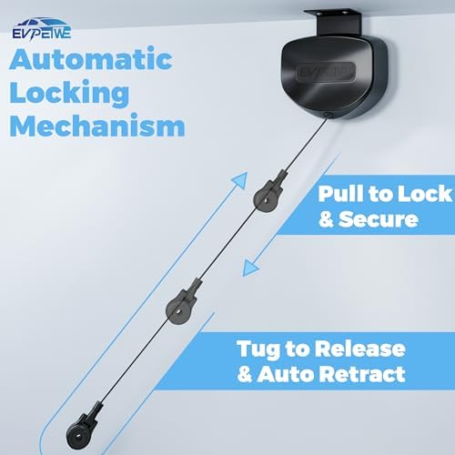 Flexible Charging EV Charger Cable Retractor, 11.5ft Self-Locking Automatic Retractable Cable Organizer for Electric Vehicle Charging, Universal Fits Most EV Charging Cables