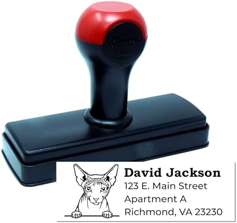 Duo Hand Stamp for Crafters & Scrapbookers, Sphynx Sphynx Cat Address Stamp, Return Stamper, Personalized Custom Mail Mark for Envelopes