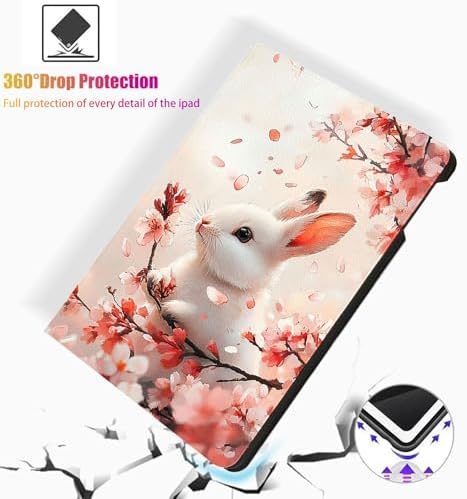 for Microsoft Surface Pro 8-13" 2021 Tablet Case,Auto Wake/Sleep,Adjustable Stand Protective Cover - Cherry Blossom Rabbit