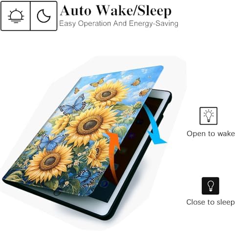 for Microsoft Surface Pro 8-13" 2021 Tablet Case,Auto Wake/Sleep,Adjustable Stand Protective Cover - Sunflower Butterfly
