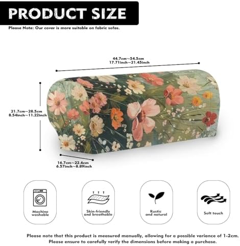 Armrest Covers for Sofa Art Floral Couch Arm Covers Soft Furniture Protector Scratch-Resistant Sofa Arm Covers Protect and Decorate Your Sofa