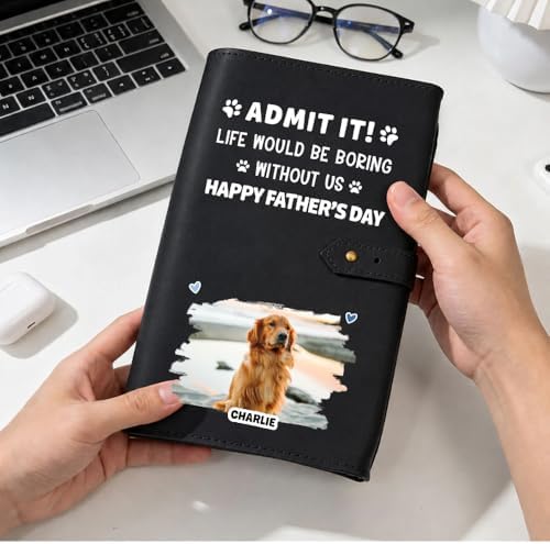 Admit It Life Would Be Boring Without Us Leather Charger Bag, Personalized Dog Dad Leather Charger Bag with Photo and Name, Fathers Day Dog Dad Lovers Tech Travel Case, Pet Daddy Gift on Father's Day