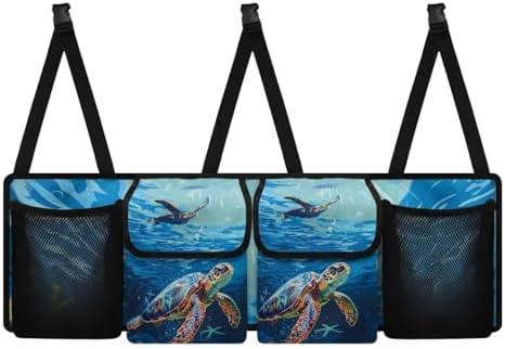 Dreaweet Sea Turtle Car Trunk Organizer Backseat Hanging Large Capacity Storage Organizer with Adjustable Straps Car Cargo Trunk Storage Organizer Bag for Truck,SUV,Van