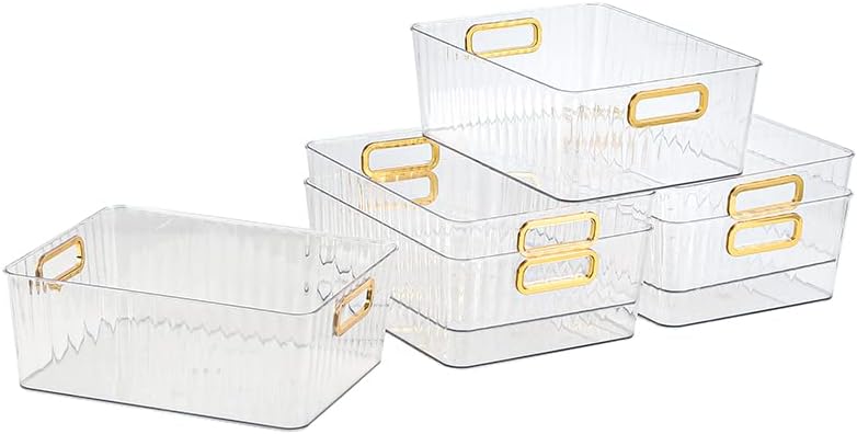 Idotry 6-Pack Clear Pantry Storage Bins, Plastic Organizer Bins