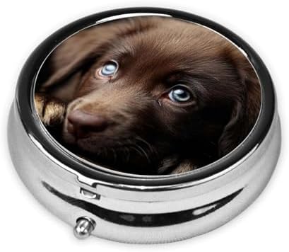 Pill Box 3 Compartment Medicine Pill Case for Pocket or Purse Mini Metal Pillcase Puppies Dog Pill Holder Vitamin Organizer Portable Travel Pills Container to Hold Supplements Vitamins