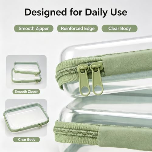 4Pcs Clear Makeup Bag, Portable Travel Zipper Pouches, Hard Shell Zipper Case, Toiletry Bag for Travel, CLear Diaper Bag, Toiletry Pouch, Travel Organizer, Cosmetic Bag,Toy Storage Bins (Black)
