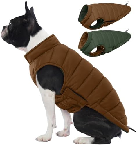 Lelepet Reversible Dog Coat Windproof Dog Jacket Lightweight Puffer Vest