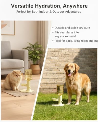 Pet Water Dispenser Stand, Adjustable Elevated Gravity Water Bowl for Cats