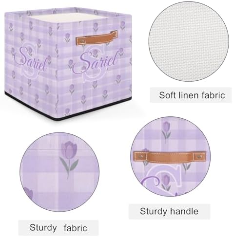 Tulip Storage-Basket Customized Collapsible Baby Keepsake-Box Organizer-Bins as Gifts for Girls Boys Baby Adults Cubes Storage-Box Print Name on It