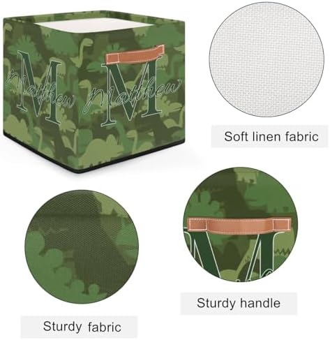 Personalized Storage Baskets for Organizing, Foldable Storage Bins with Handles Custom Cute Basket for Boys, Girls, Pet, Clothes, Blanket, Bedroom Nursery Toy Storage Gift,13 x13 x13 In,Camouflage