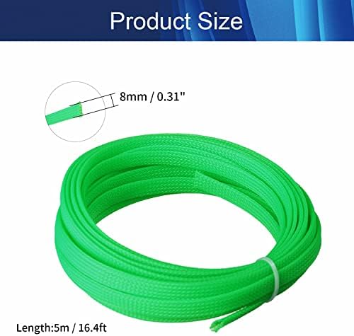 Jutagoss PET Expandable Braided Cable Sleeve, 16.4ft - 5/16 inch Fluorescent Green Cable Management Sleeve, Wire Loom Tube Cord Protector for USB Cable, Power Cord, Audio Video and More, 1Pc