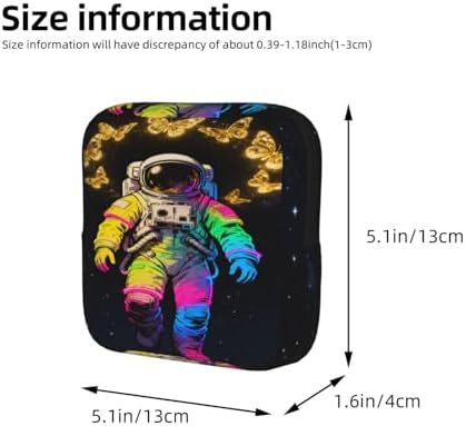 Women Feminine Care Storage Bag Space Astronaut Gold Butterfly Art, Portable Polyester Menstrual Cup Pouch, Reusable Purse Pouch Gifts for Travel