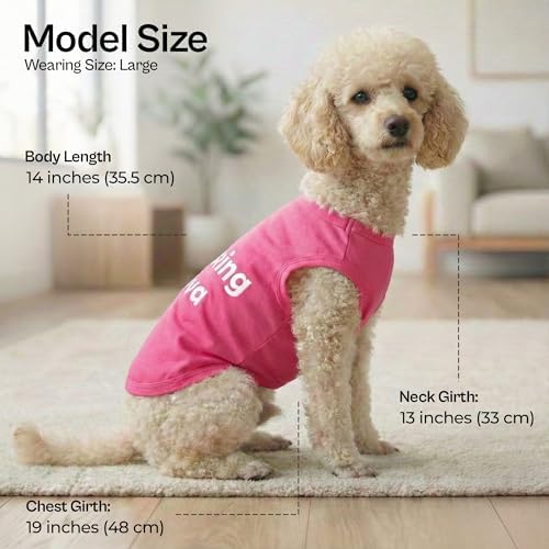 Parisian Pet Dog Shirt – 100% Cotton Barking Diva Shirts for Large Dogs – Pink Sleeveless Puppy Clothes – Lightweight and Breathable Pet Apparel – Girl Dog Clothes - Stretchy T Shirts for Dogs