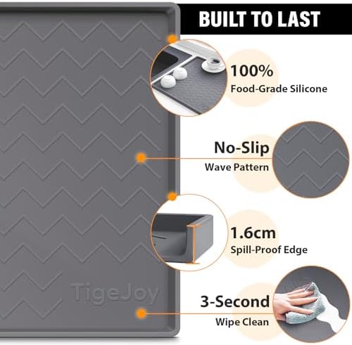 TigeJoy Under Sink Mats for Kitchen Waterproof 25" x 22", Cabinet Liner