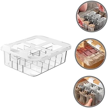 PRETYZOOM Type Underwear and Sock Organizer Box Multi Functional Storage for Closet Easy Installation Pet Material Compartment Divider for Neat Arrangement
