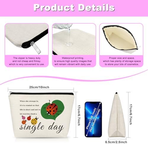 Ladybug Lover Gift Ladybug Makeup Bag Good Luck Ladybugs Gift for Women Inspirational Friendship Gift for Friends Lady Bug Cosmetic Bag Birthday Christmas Gift for Girls Daughter Travel Toiletry Pouch