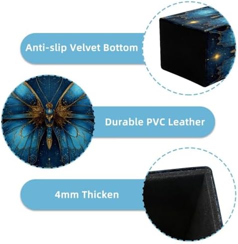 Butterfly and Stars Pen Holder for Desk Decor, Rectangular PVC Leather Pencil Cup for Desk Pen Organizer, Makeup Brush Holder for School, Home, Office