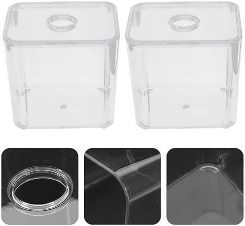 Happyyami 2pcs Cotton Swab Storage Box with Flat Lid Design, Stackable Pet Makeup Organizer for Home and Office, Sturdy Cotton Pads and Toothpick Holder