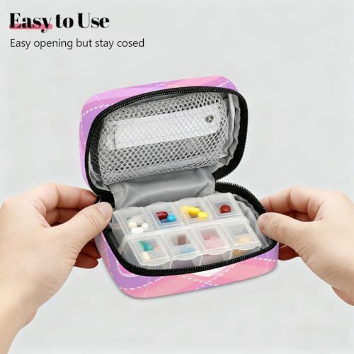 Travel Pill Organizer Pink Heart Diamond Small Pill Case