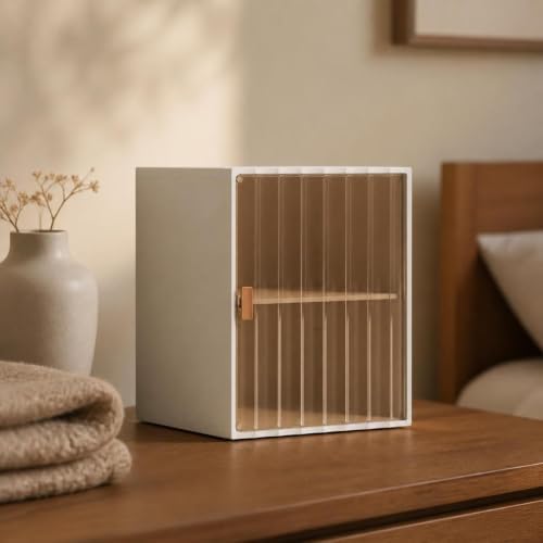 Storage With Door Organizer Drawer And Shelf Ribbed Front Pet Pp Structure Space Saving Layout With Side Handle Suitable for bedroom living room office apartment , color to 2 , Modern Minimalist