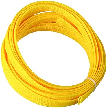 Othmro 5m/16.4ft PET Expandable Braid Arrange Cable Sleeving Flexible Wire Mesh Sleeve Yellow,for TV Audio PC Cords Protect from Pets Chewing