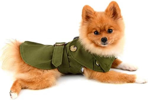 PAIDEFUL Trench Coat for Small Dogs, Green, S