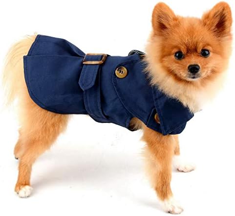 PAIDEFUL Trench Coat for Small Dogs, Blue, XXL