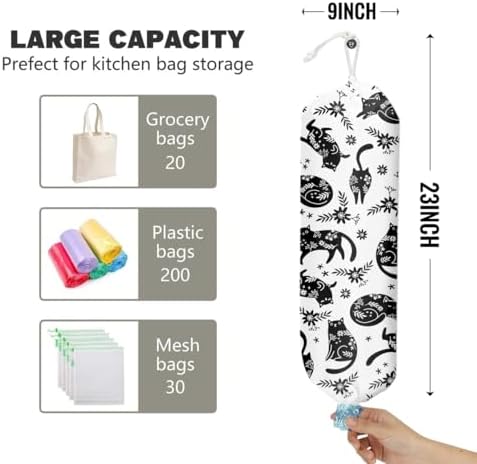 Cat Grocery Bag Holder and Dispenser Cat Lover Plastic Bags Organizer | Garbage Shopping Trash Bags Storage for Kitchen Farmhouse Home Decor Housewarming Gifts for Women Friends Cat Lover