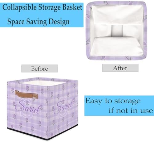 Tulip Storage-Basket Customized Collapsible Baby Keepsake-Box Organizer-Bins as Gifts for Girls Boys Baby Adults Cubes Storage-Box Print Name on It
