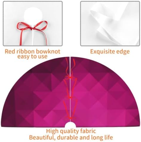 Christmas Tree Skirt, Soft Polyester Xmas Tree Skirts with Ribbon Ties, Rustic Farmhouse Holiday Party Decorations Hot Pink Abstract Background of Triangles Low Poly 30"