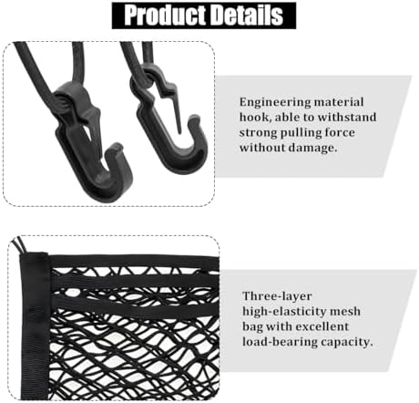 Car 3-Layer Car Mesh Organizer, Stretchable Seat Back Net Storage Pouch Pet Kids Barrier for Driving Safely, Automotive Driver Cargo Tissue Handbag Netting Holder Pocket, Universal Fit