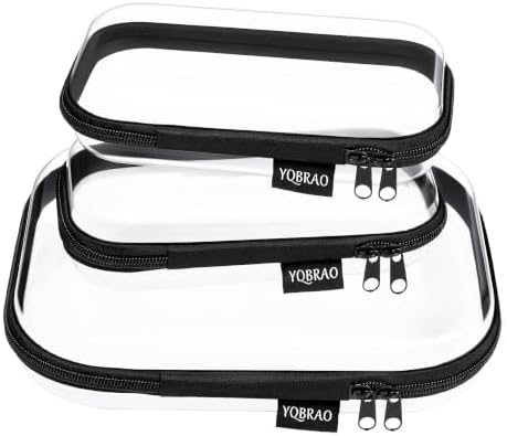 YQBRAO Clear Hard Shell Zipper Organizer Cases, 4-Pack, Black