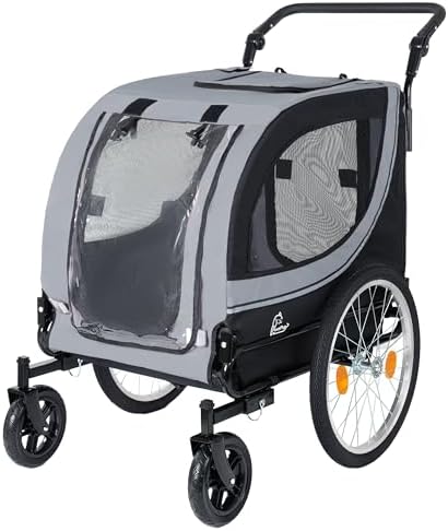2-in-1 Dog Bike Trailer & Pet Stroller for Dogs Up to 100lbs, Foldable Pet