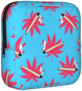 Ladies Portable Period Storage Bag Cute Weedleaf, Cute Polyester Sanitary Napkin Pouch, Holiday Gifts for Women
