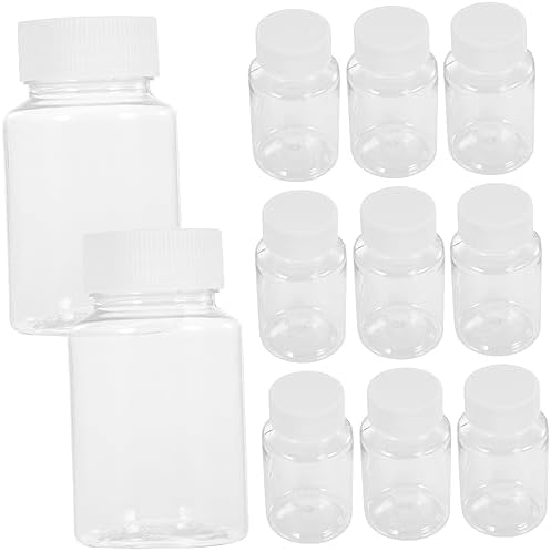 COLLBATH 12Pcs Pet Pill Container Bottles for Medicine Storage Refillable Tablet Dispenser Transparent Storage Bottles with White Caps