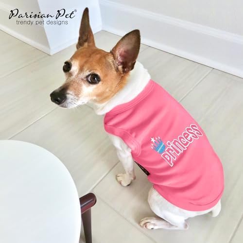 Parisian Pet Princess Dog Shirt – 100% Cotton Shirts for Small Dogs – Pink Sleeveless Puppy Clothes – Lightweight and Breathable Dog Apparel – Girl Dogs Clothes - Stretchy Pet T Shirts
