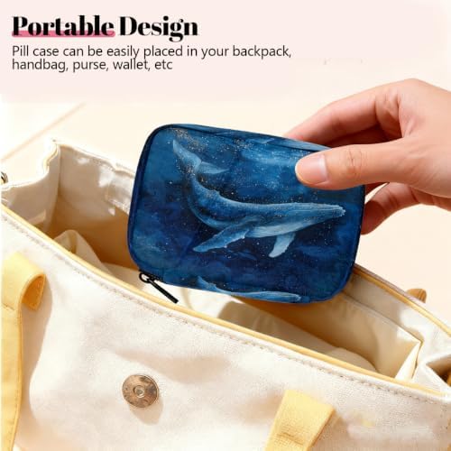Travel Pill Organizer Blue Whale Starry Ocean Small Pill Case