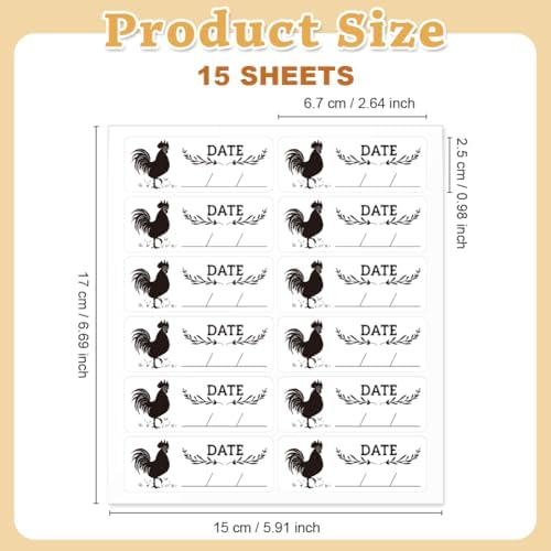 180 Pcs Farm Eggs Laid on Stickers Collected Date Writable, 1x2.64 Inch(2.5x6.7cm) Chicken Egg Carton Labels PET Adhesive Egg Packaging Stickers for Egg Carton Box Container