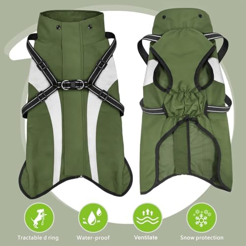 Dog Raincoat Waterproof Raincoats for Dog Reflective Dogs Rain Jackets with Hood Hoodie Pet Rain Poncho Coat for Small Medium Large Dogs Puppies S-XXL (Green, S)