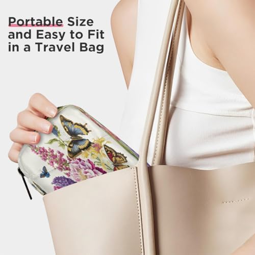 Pill Organizer Box Retro Flowers Butterfly 7-Day Weekly Medicine Pill Case Travel Pill Container Portable Pill Holder Storage Purse Bag Small Compact Size for Vitamin Supplement Birth Control