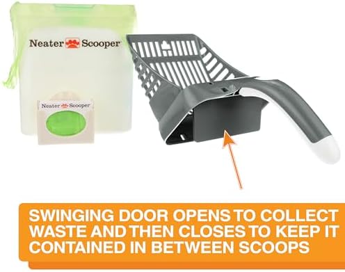 Neater Pet Brands Neater Scooper Standard Litter Scoop, 60 Refill Bags – Mess-Free Cat Litter Scooper with Bag, Spill-Proof Kitty Box Sifter, Bin Doubles as Scoop Holder, for Single-Cat Households