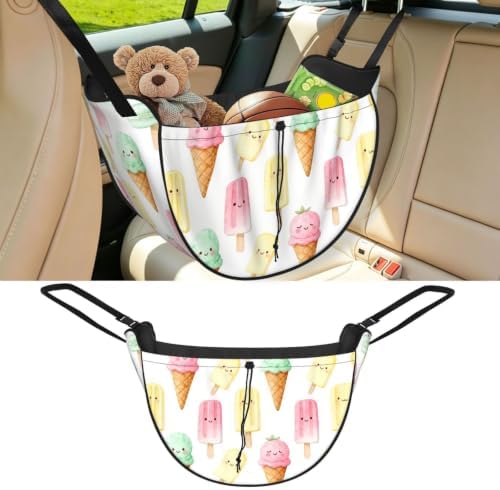 Ice Cream Paradise Car Seat Organizer-Backseat Storage Bag for Travel | Waterproof Durable. Holds Snacks Gear Essentials. Fits Most Cars.
