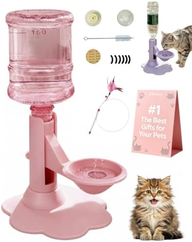 Pet Water Dispenser Stand, Adjustable Elevated Gravity Water Bowl for Cats